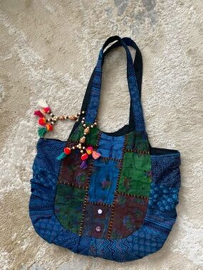 NWOT Tribe Azure Multicolored
Large Tote Bag Made in India 21"
× 15"x 8"